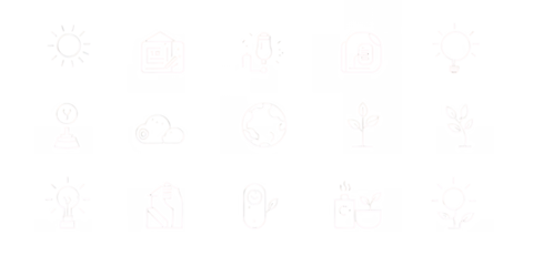 Collection of hand drawn white icons representing various objects and concepts isolated on transparent background