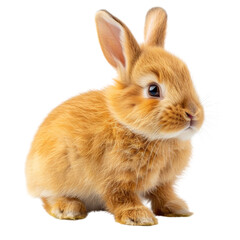 Obraz premium Adorable orange bunny rabbit sitting, fluffy fur, cute pet. background removed