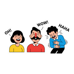 Fototapeta premium Comic Joy and Laughter: A group of cartoon characters bursting with laughter and amusement, showcasing infectious joy. 