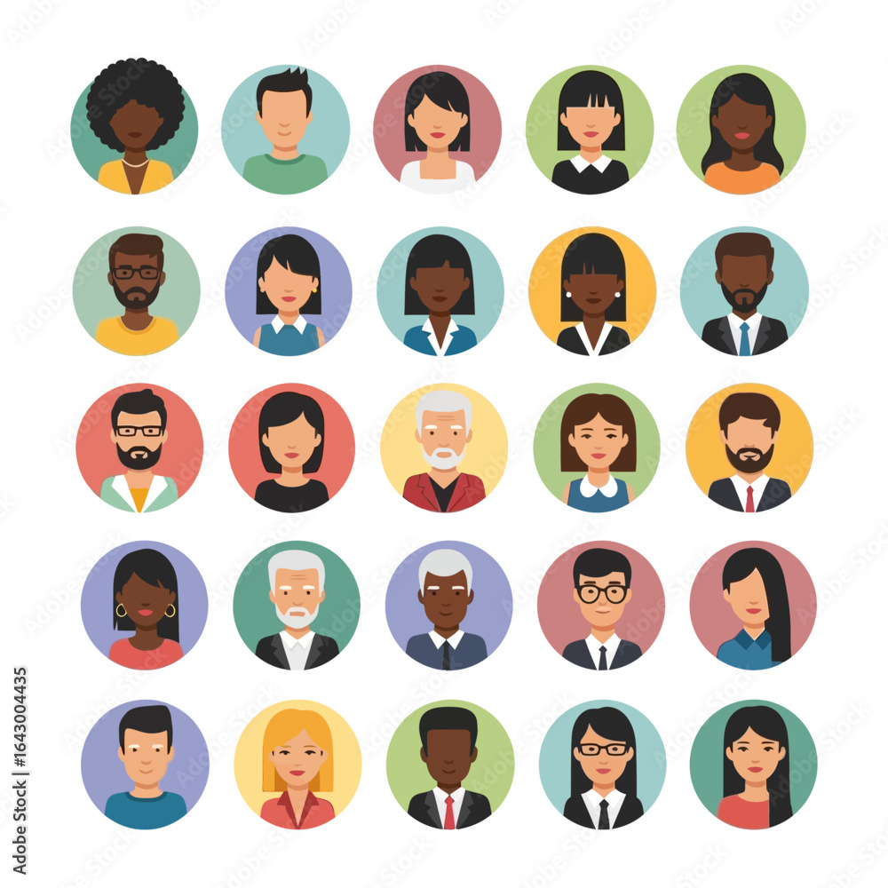 Poster diverse portrait collection: a vibrant set of portraits representing a spectrum of individuals, each