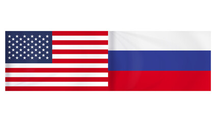 United States and Russia Flags Side by Side The design shows the full flag details with accurate colors and proportions, ideal for political, diplomatic, and international relations concepts.