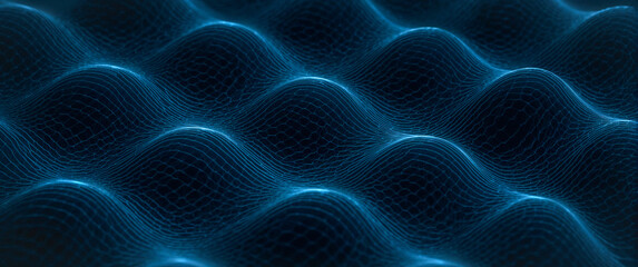 Abstract Waves: A captivating image of flowing, luminous lines creating an immersive, textured wave pattern in shades of blue, ideal for a science or technology themed project.