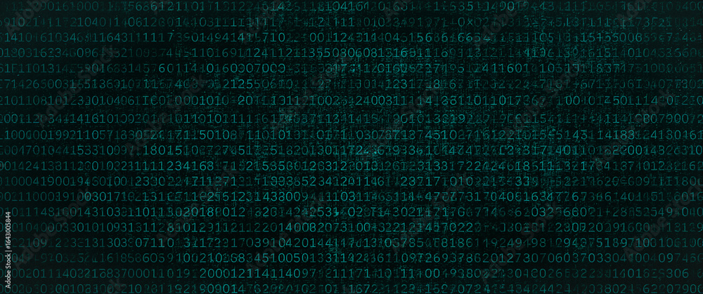 Poster digital cipher: a close-up of a digital background, a sea of binary code, intricately interwoven, ev