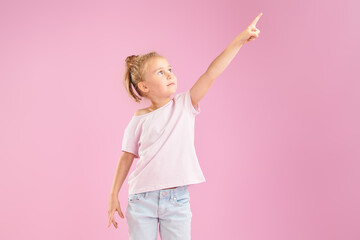 Girl pointing up