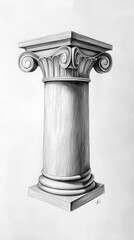Fototapeta premium Detailed Pen and Ink Drawing of a Classical Column