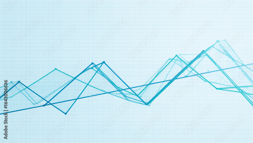 Poster abstract data visualization: an ethereal, abstract representation of fluctuating data trends, using 