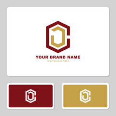 Monogram CJ or JC badge logo design featuring interlocking and text editable, can applied on name card, brand identity,art decor,and etc.