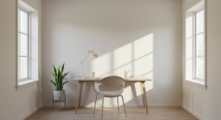 Minimalist Home Office Setup with Desk and Natural Light