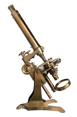 Isolated Antique Brass Microscope