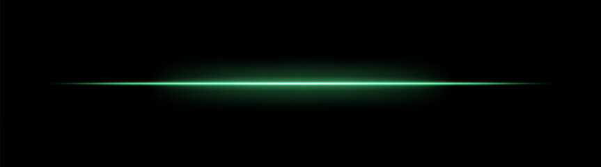 Laser. Thin horizontal beam with bright glow and soft gradient edges. Simple linear composition creates futuristic energy effect on dark background.