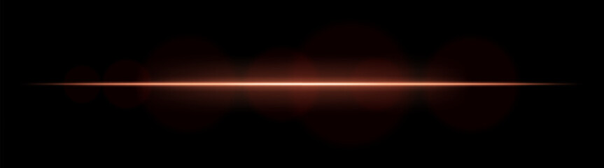 Laser line. Thin horizontal beam with smooth light halo and soft focus edges on dark background. Perfect for sci-fi, motion or UI design.