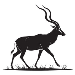 black addax Silhouette Vector, High Quality Illustration on White Background