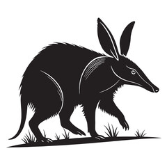 black aardvark Silhouette Vector, High Quality Illustration on White Background