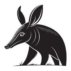 black aardvark Silhouette Vector, High Quality Illustration on White Background