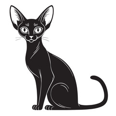 black abyssinian Silhouette Vector, High Quality Illustration on White Background