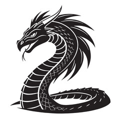 black basilisk mythical  Silhouette Vector, High Quality Illustration on White Background