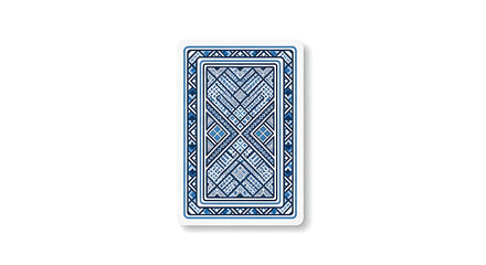 Back of Playing Card with Geometric Blue Design.