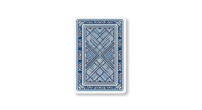 Back of Playing Card with Geometric Blue Design.