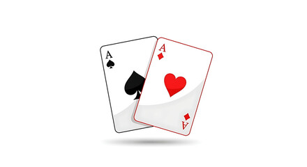 Obraz premium Two Aces Playing Cards with Spades and Hearts.