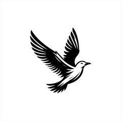 Fototapeta premium Stylized black bird in flight silhouette