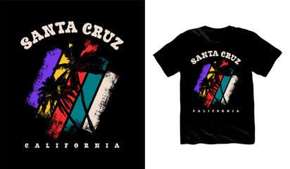 Santa Cruz California t-shirt design. palm trees silhouette t shirt design. t-shirt design vector for print. california logo design vector illustration. quotes for t shirt