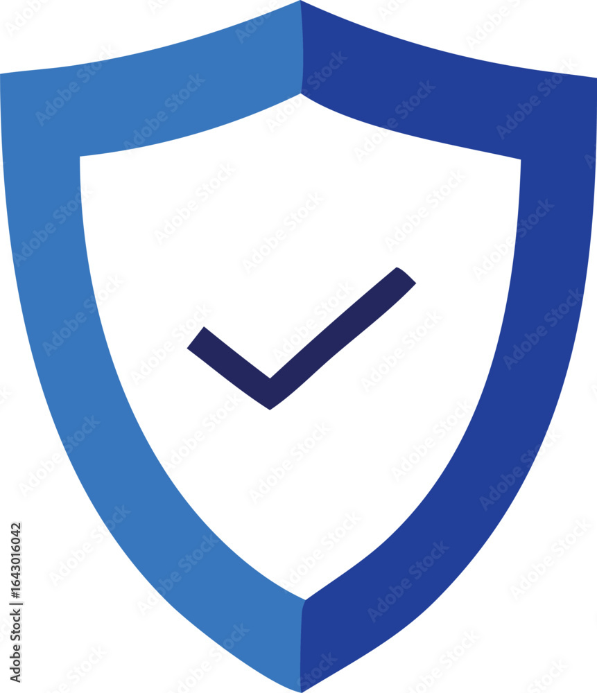 Aufkleber blue shield icon with a checkmark symbol representing security protection and verified status
