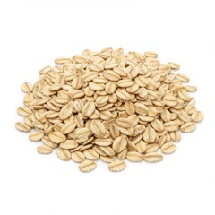Pile of rolled oats on a white background
