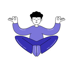 vector illustration of a cartoon man meditating