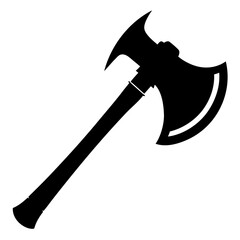  Black Double-Headed Axe Silhouette Vector Illustration