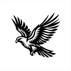 Obraz premium Stylized black hawk in flight with wings spread wide