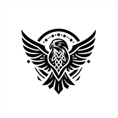 Obraz premium Stylized black and white eagle emblem with celtic knot design