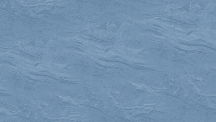 Interior walls of the room have a rough texture and abstract pattern in blue