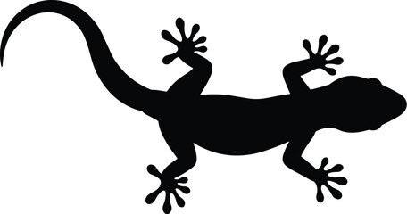  Sleek Gecko Lizard Silhouette Isolated: A Flat Vector Illustration for Nature, Wildlife, and Pet Assets - Cad Drawing.