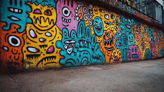 video of dynamic and edgy cinematic transition effect featuring vertical video elements with negative style graffiti grunge textures noise flickering and urban inspired visual distortions