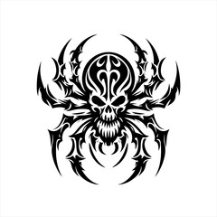 Tribal skull spider tattoo design