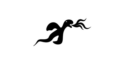 cute dragon, black isolated silhouette