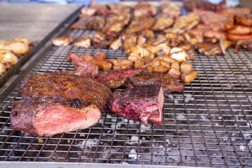 grilled meat picagna and fillet cooked over a slow flame