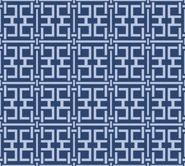 Japanese Maze Line Net Vector Seamless Pattern