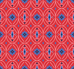 Japanese Ellipse Flower Net Vector Seamless Pattern