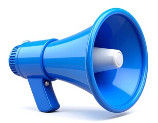 Blue megaphone on white background