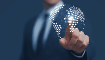 Global business network concept showcasing international trade, finance, and corporate growth through digital innovation, connectivity, and multinational collaboration