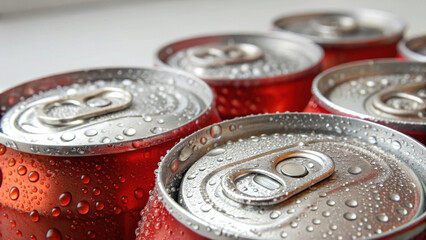 Ultra cold process food beverage cans with water droplets create refreshing and inviting look for any drink display