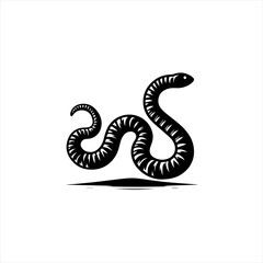 Stylized black snake illustration with a white background