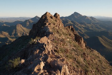 Obraz premium Rocky mountain ridge at golden hour