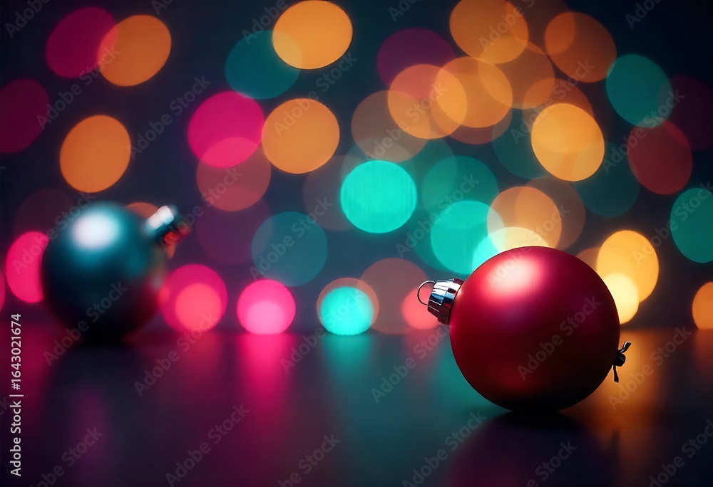 Poster generative ai: festive baubles with bokeh backdrop: an abstract holiday visual