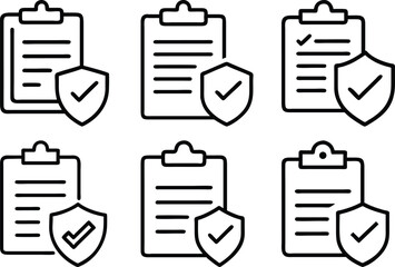 Secure Checklist Icon Set Data Protection Privacy Compliance