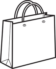 Black outline of a shopping bag with handles on white background retail commerce