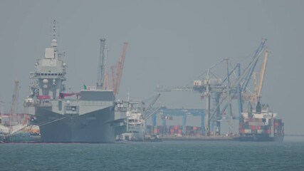 Italian navy aircraft carrier cavour docked at port