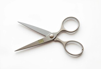 Obraz premium Sharp office scissors, metallic silver, isolated on white, object, cutting shears