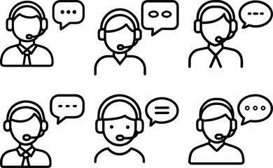 Customer Support Icons Set Communication Helpdesk Agents